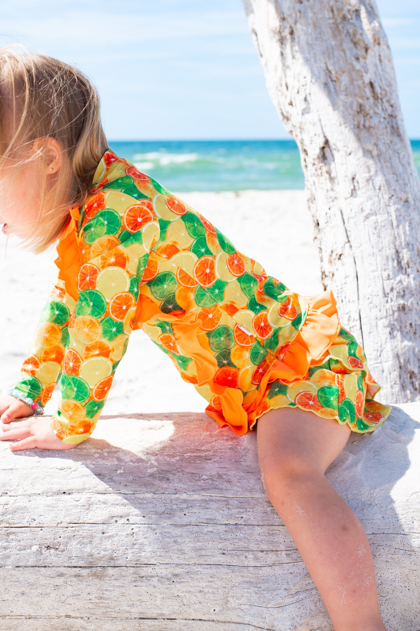 Ruffle Sleeve Swim Skort Set