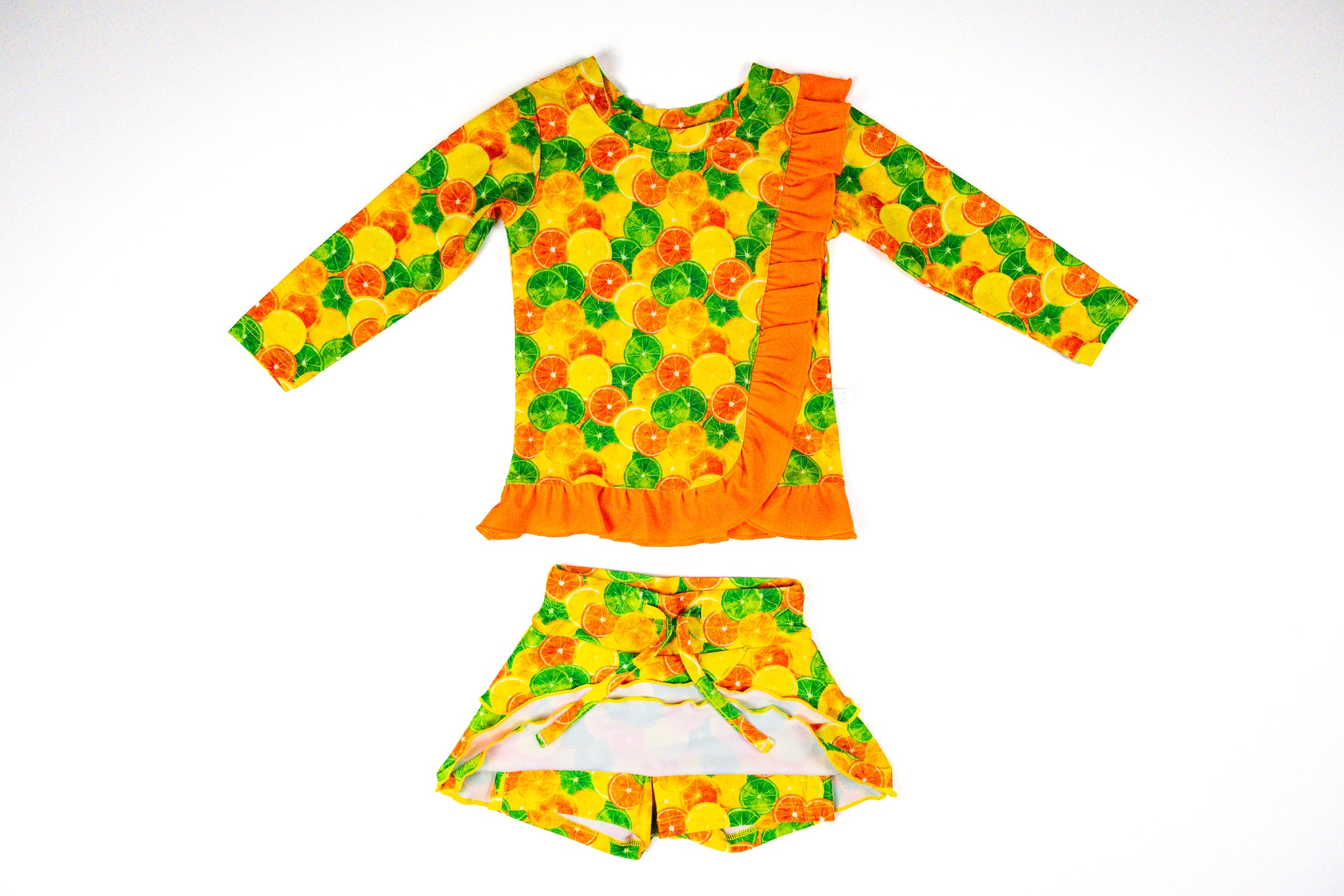 Ruffle Sleeve Swim Skort Set
