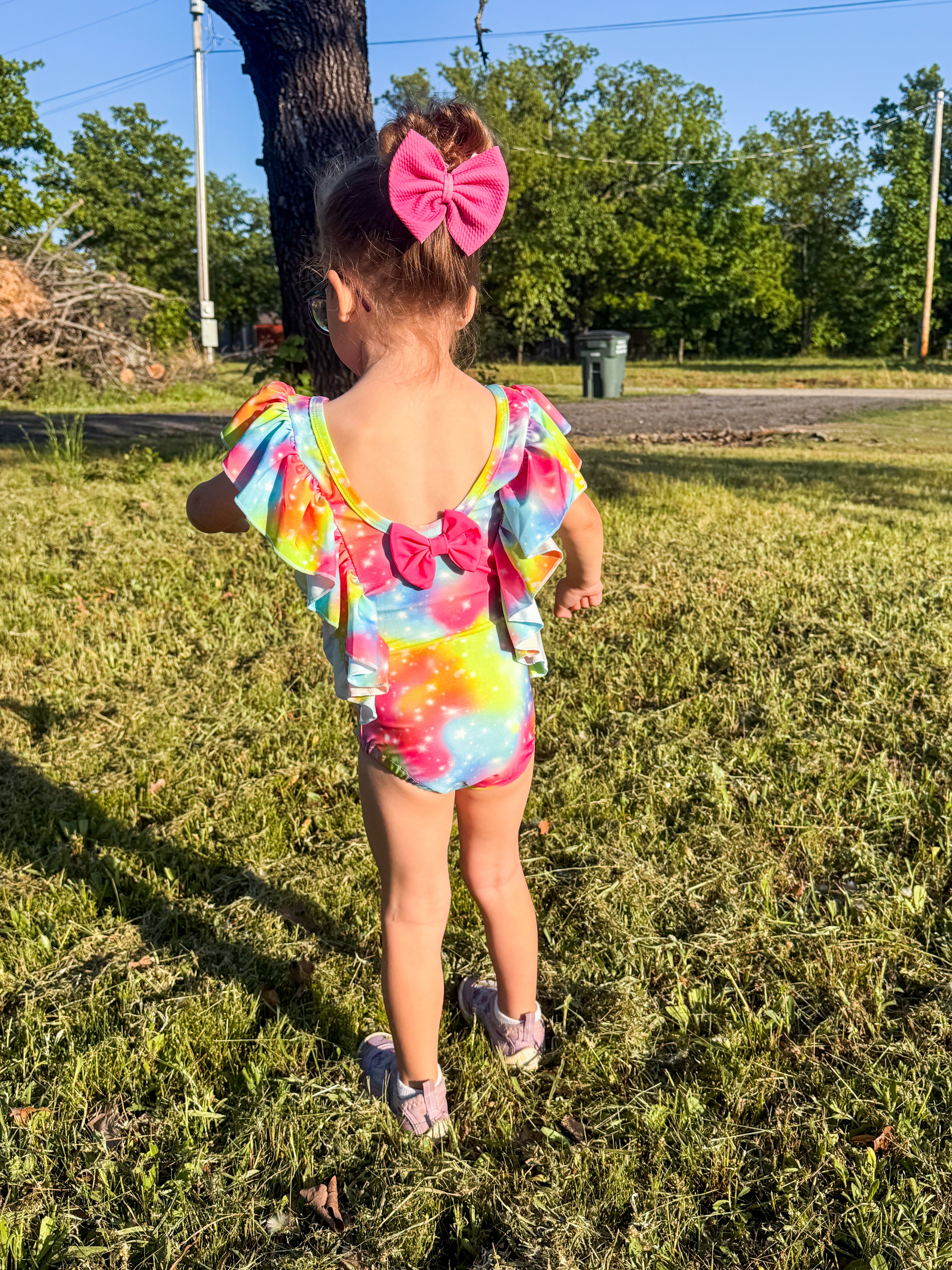 Ruffle Swim Suit with Bow
