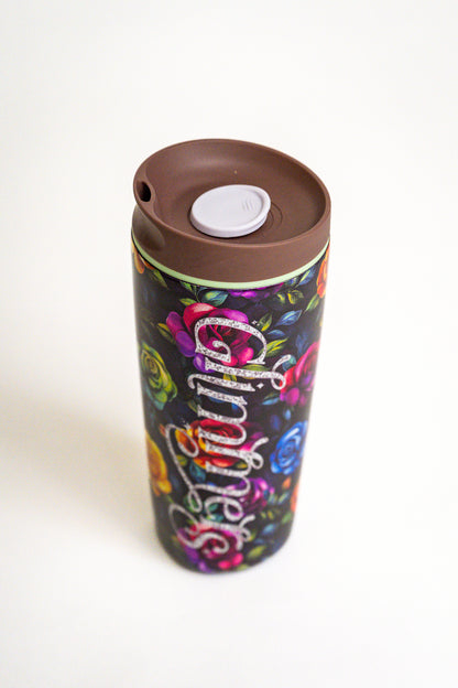 24 oz Stainless Steel Coffee Cup- Rosy Radiance