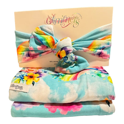 Swaddle with Headband - Rainbow Daydreams