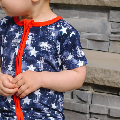 Short Sleeve Zip Romper