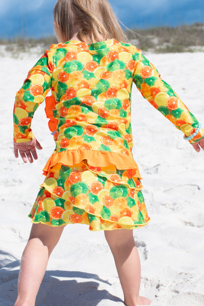 Ruffle Sleeve Swim Skort Set