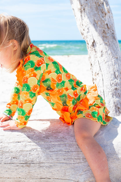 Ruffle Sleeve Swim Skort Set