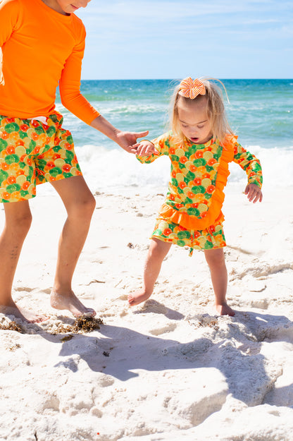 Ruffle Sleeve Swim Skort Set