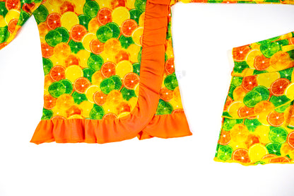 Ruffle Sleeve Swim Skort Set