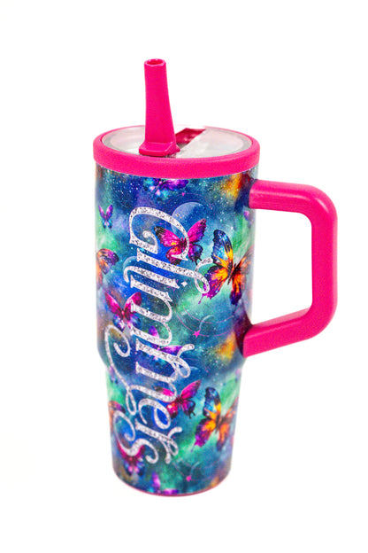 24 oz Stainless Steel Cosmic Flutter Tumbler