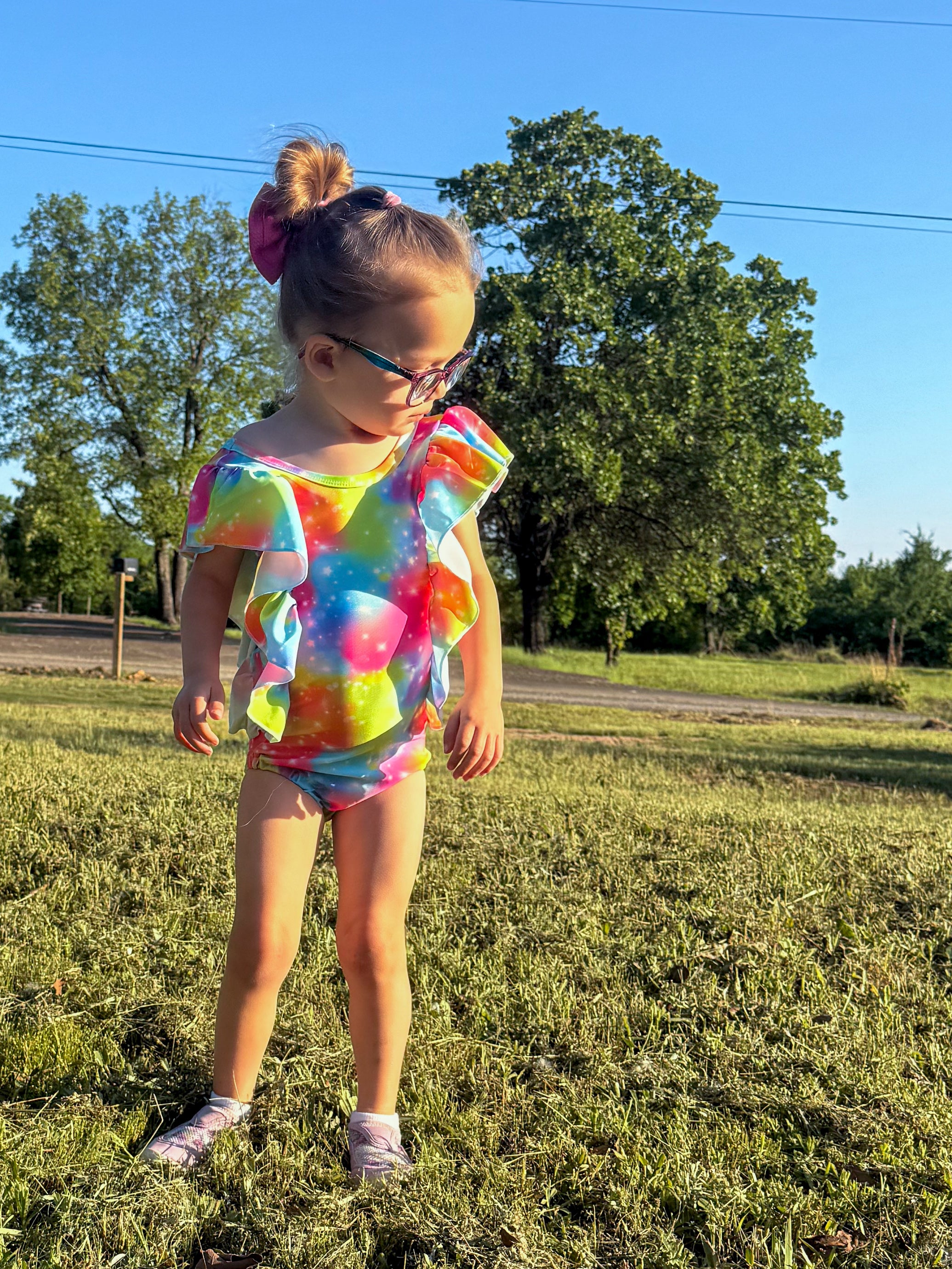 Ruffle Swim Suit with Bow