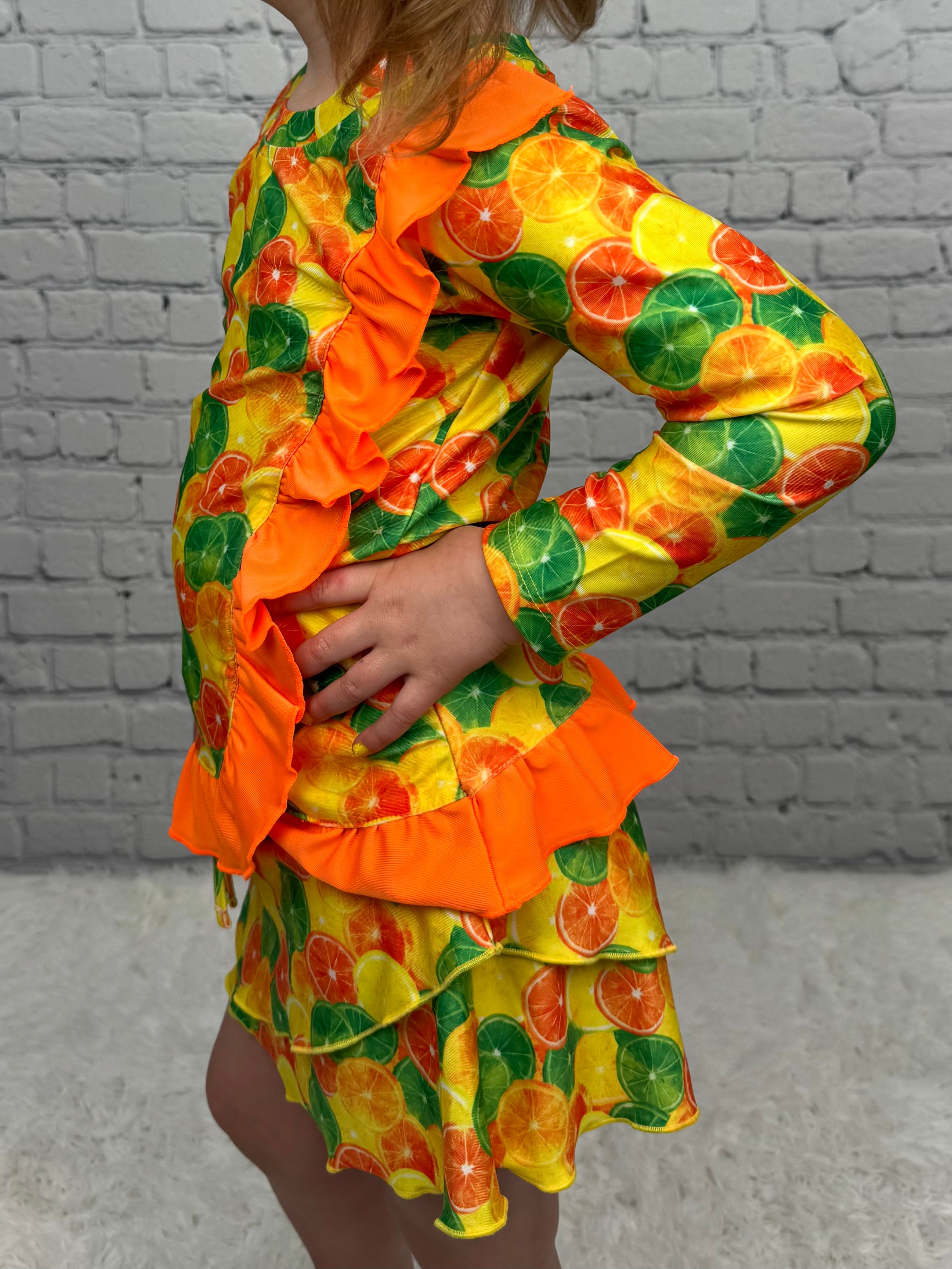 Ruffle Sleeve Swim Skort Set