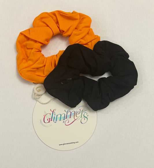 Scrunchie Set - Solid Black and Orange