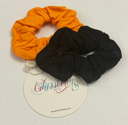 Scrunchie Set - Solid Black and Orange